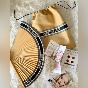 NEW Dior Bundle Dioriviera Fan+Drawstring Pouch Bag+Miss Dior Perfume Samples